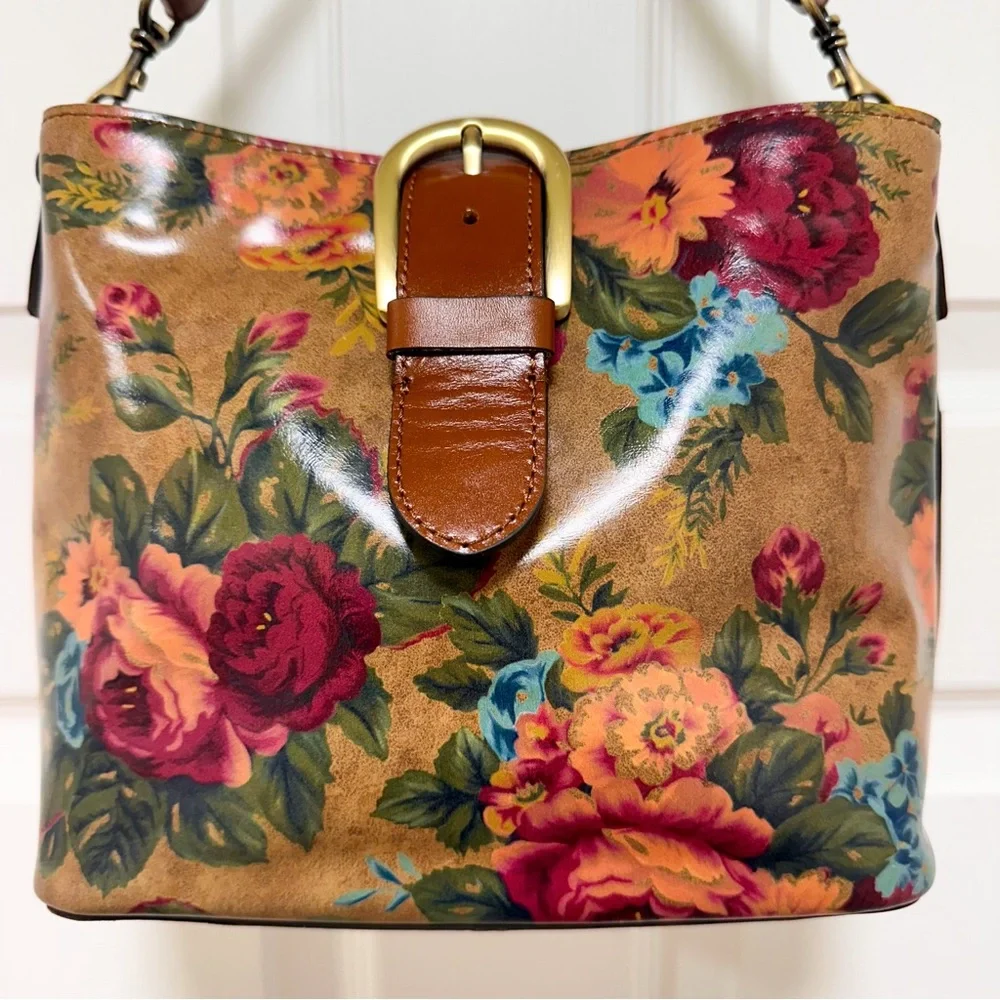 Patricia Nash Bucket Bag Vintage Leather Floral with Matching Wallet NWT - Picture 5 of 17